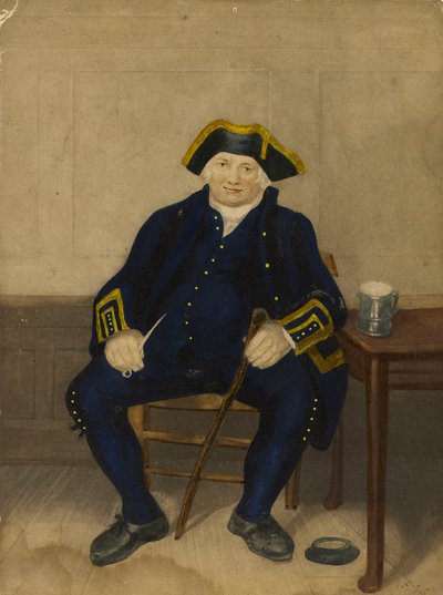 Ritratto di un pensionato di Greenwich, seduto con pipa di argilla e boccale da Henry (after) Dawe