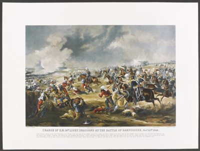 Carica del 14° Dragoni Leggeri di S.M. alla Battaglia di Ramnuggur, 22 novembre 1848, inciso da J. Harris, c.1851 da Henry (after) Martens