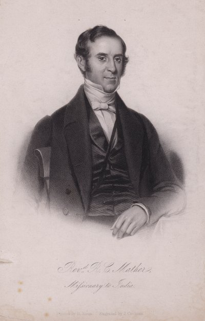 Henry Cotton Mather, missionario cristiano inglese in India (incisione) da Henry (after) Room