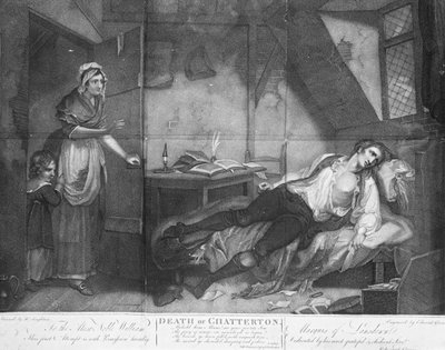 La morte di Chatterton, incisa da Edward Orme da Henry (after) Singleton