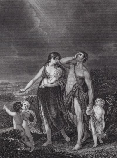 La partenza di Caino, Genesi, cap. 4, v. 16 (incisione) da Henry (after) Singleton