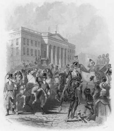 La visita di Re Giorgio IV in Irlanda nel 1821 (incisione) da Henry (after) Warren