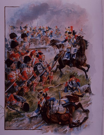 Soldati delle Highlands formano un quadrato contro la cavalleria francese a Quatres Bras da Henry A. Payne