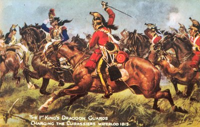 La 1ª Guardia Dragoni del Re, caricando i Corazzieri, Waterloo 1815 da Henry A. Payne