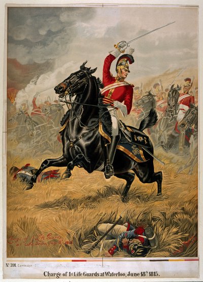 La carica delle Guardie della Vita a Waterloo, pubblicato c.1890 da Henry A. Payne