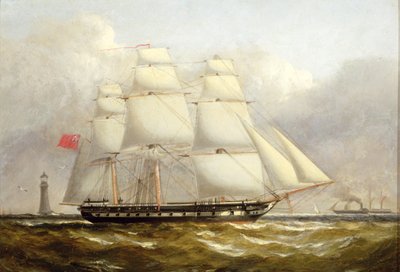 Una fregata al largo del faro di Eddystone da Henry A. Luscombe