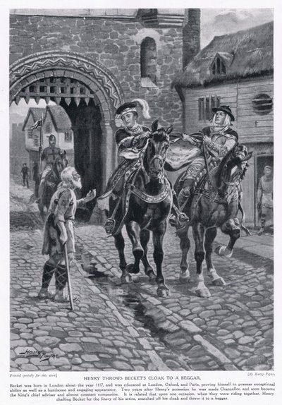 Enrico lancia il mantello di Becket a un mendicante AD1117, anni 1920 da Henry A. Payne