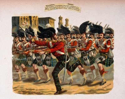 Tenente Herbert T. Macpherson che carica su una strada a Lucknow alla testa degli Highlanders del 78°, da una serie intitolata 