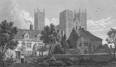 Cattedrale di Canterbury, Kent, c1831 da Henry Adlard