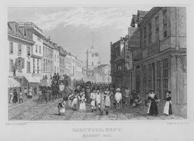 Giorno di mercato, Dartford, Kent (incisione) da Henry Adlard