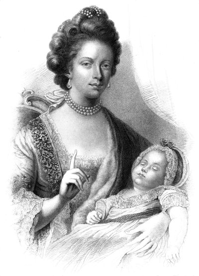 Regina Carlotta 1744-1818 con il futuro re Giorgio IV 1762-1830 da Henry Adlard