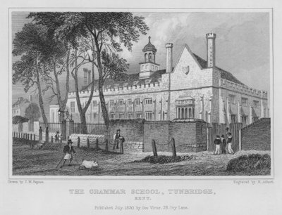 La scuola di grammatica, Tunbridge, Kent (incisione) da Henry Adlard