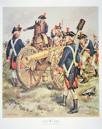 Esercito Continentale Americano: Uniformi di artiglieria del 1777-83 da Henry Alexander (after) Ogden
