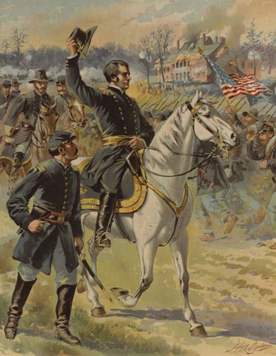 Il generale Hooker alla battaglia di Chancellorsville, Virginia, Guerra Civile Americana, 3 maggio 1863 da Henry Alexander (after) Ogden