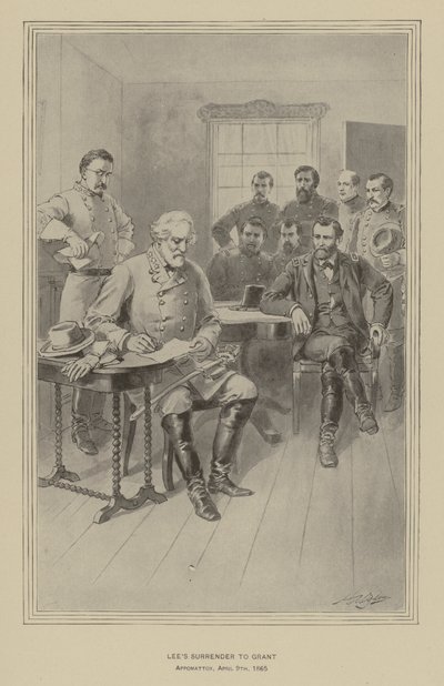 La resa di Lee a Grant, Appomattox, Virginia, 9 aprile 1865 da Henry Alexander (after) Ogden