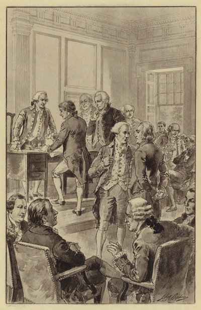Firma della Dichiarazione di Indipendenza, 4 luglio 1776 (litografia) da Henry Alexander (after) Ogden