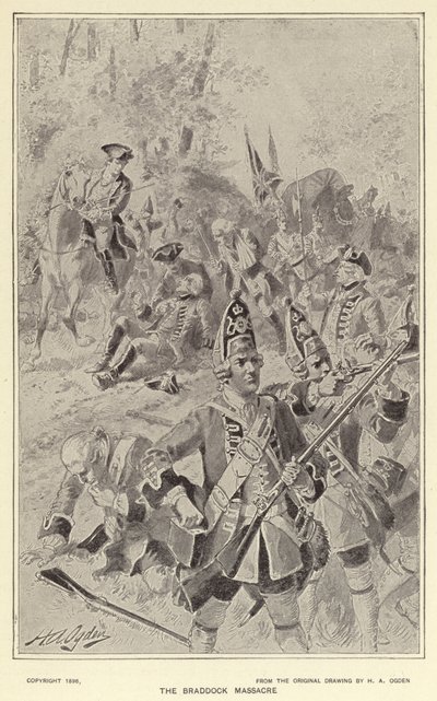 Il massacro di Braddock da Henry Alexander (after) Ogden