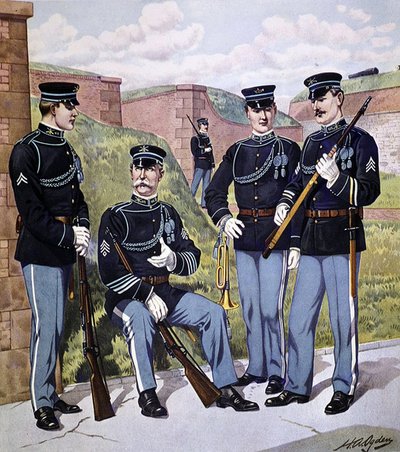 Uniforme completa della fanteria degli Stati Uniti 1902-07 armata con fucile modello 1903 da Henry Alexander (after) Ogden