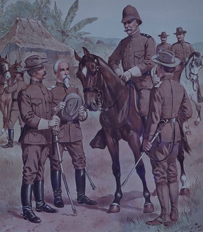 Guerra ispano-americana 1898, truppe statunitensi, Gen Lawton a cavallo, comandante della Seconda Divisione, 5° Corpo d