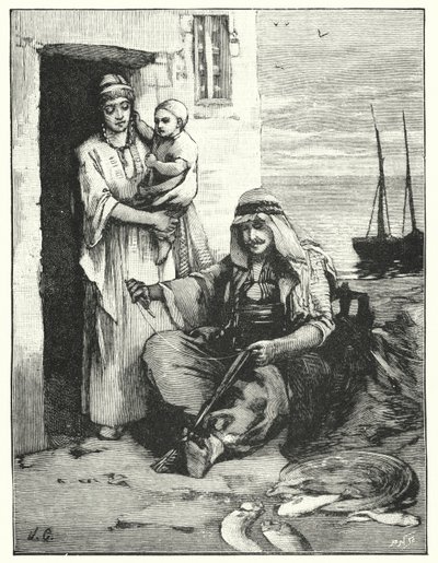 Un pescatore che ripara le sue reti, Mare di Tiberiade da Henry Andrew Harper