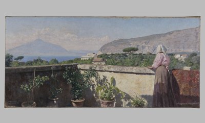 Donna sulla terrazza dell