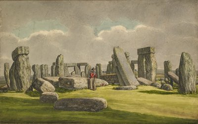 Stonehenge da W.S.W., con rovine e soldato, 1824-1839 da Henry Browne