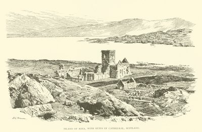 Isola di Iona, con rovine della Cattedrale, Scozia (incisione) da Henry Charles Brewer