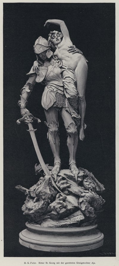 San Giorgio e la fanciulla salvata (incisione) da Henry Charles Fehr