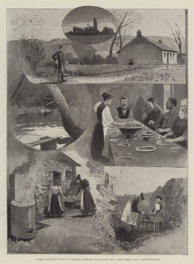 Una Colonia Comunista Libera in Inghilterra, Schizzi a Clousden Hill Farm, Forest Hall, Northumberland da Henry Charles Seppings Wright
