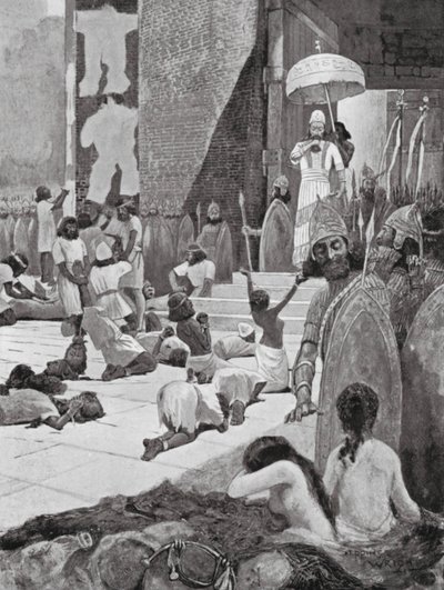 Ashur-nasir-pal e i suoi prigionieri di guerra da Henry Charles Seppings Wright