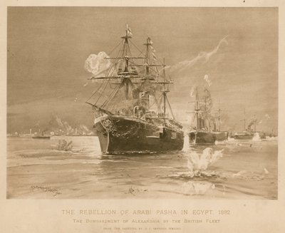 Bombardamento di Alessandria da parte della flotta britannica durante la ribellione di Ali Pasha, Egitto da Henry Charles Seppings Wright