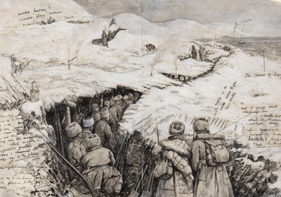 Galizia, truppe russe sulle colline innevate, 13 marzo 1916 da Henry Charles Seppings Wright