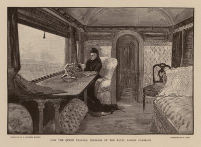 La regina Vittoria nel vagone ferroviario reale da Henry Charles Seppings Wright
