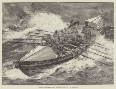 Salvataggio di pescatori da parte della barca di salvataggio Sunlight No 1, a Llandudno da Henry Charles Seppings Wright