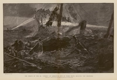 Salvataggio dei naufraghi durante il naufragio della SS Utopia, Gibilterra da Henry Charles Seppings Wright