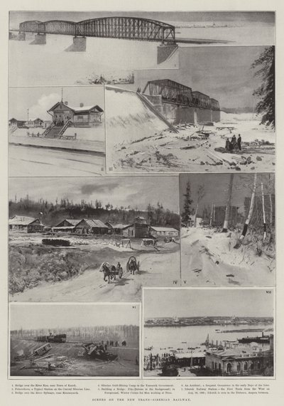 Scene sulla nuova ferrovia Transiberiana da Henry Charles Seppings Wright
