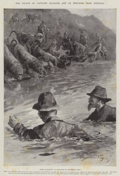 La fuga dei Capitani Haldane e Le Mesurier da Pretoria da Henry Charles Seppings Wright