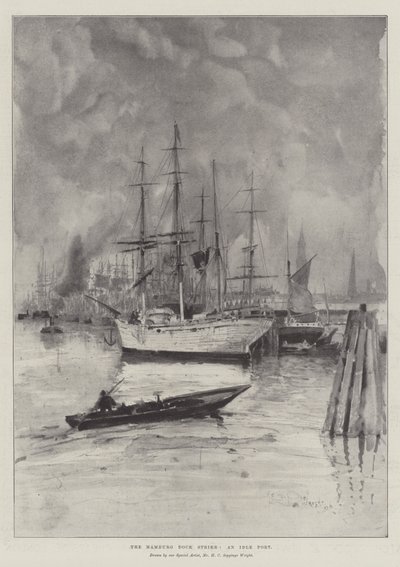 Lo sciopero dei portuali di Amburgo, un porto inattivo da Henry Charles Seppings Wright