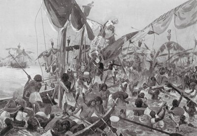 La battaglia navale a Pelusio (litografia) da Henry Charles Seppings Wright