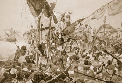 La battaglia navale di Pelusio, illustrazione da 
