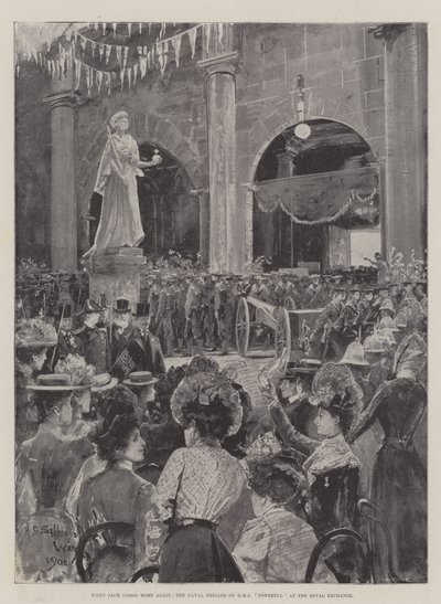 Quando Jack torna a casa, la Brigata Navale della HMS Powerful alla Royal Exchange da Henry Charles Seppings Wright
