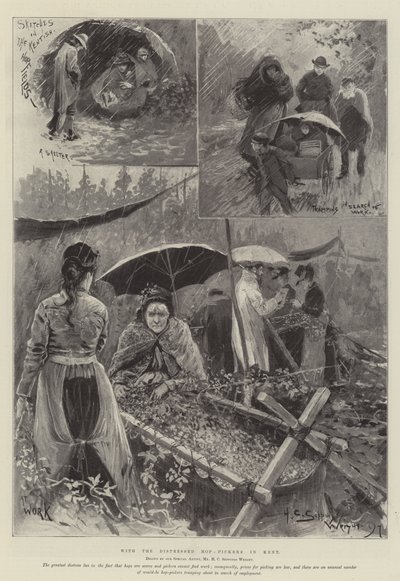 Con i raccoglitori di luppolo in difficoltà nel Kent da Henry Charles Seppings Wright
