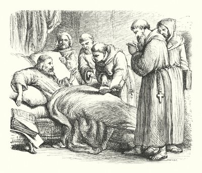 Wycliffe sul letto di morte da Henry Courtney (after) Selous