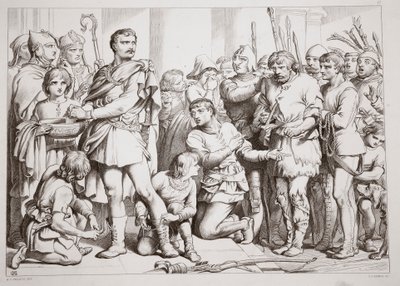 Come Hereward giocò il vasaio e ingannò il re, illustrazione da Hereward the Great di Charles Kingsley, pub. 1870, inciso da C.G. Lewis da Henry Courtney Selous
