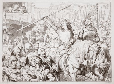 Come Hereward divenne Berserker, illustrazione da Hereward the Great di Charles Kingsley, pub. 1870 da Henry Courtney Selous