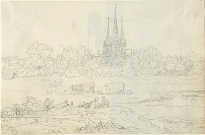 Cattedrale di Lichfield - Vista est: disegno a penna e inchiostro, 20 giu [c 1820] da Henry Curzon Allport