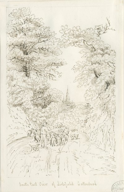 Cattedrale di Lichfield - Vista sud-est (distanza) da Henry Curzon Allport