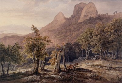 Paesaggio roccioso con figure e un lago sullo sfondo da Henry Curzon Allport