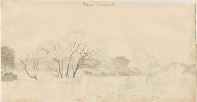 Tamworth - Vista distante: disegno a matita, nd [1788-1855] da Henry Curzon Allport