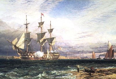Sheerness, Isola di Sheppey, nave di guardia che saluta da Henry Dawson